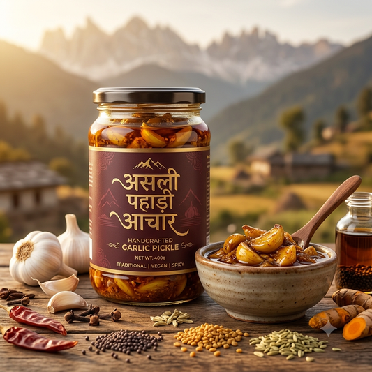 असली पहाड़ी लहसुन का अचार | Homemade Garlic Pickle | Traditional Himalayan Recipe | 100% Natural